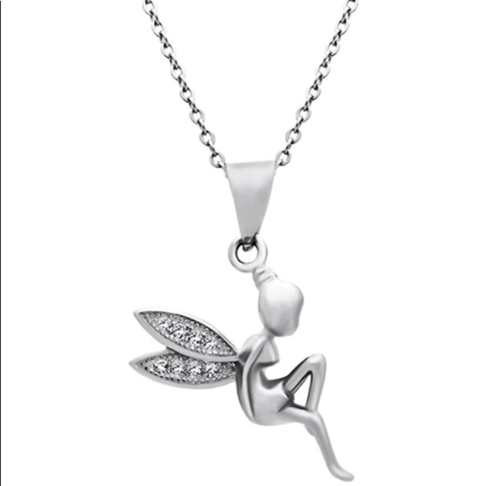 NIB 925 SterlingSilver Fairy Wing Pendant Necklace 💜